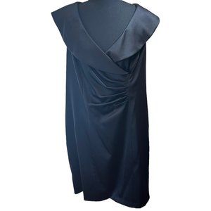 ONYX Nite Womens Dress Sleeveless Portrait Collar V-Neck Bodycon Navy Blue 18W